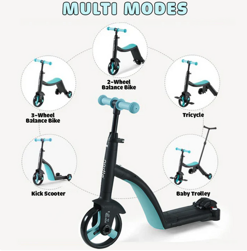 3-in-1 Convertible Scooter for Kids – Tricycle, Balance Bike & 3-Wheel Skate - سكوتر أطفال 3 في 1 – دراجة ثلاثية، دراجة توازن، و سكوتر ثلاثي العجلات