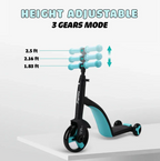 3-in-1 Convertible Scooter for Kids – Tricycle, Balance Bike & 3-Wheel Skate - سكوتر أطفال 3 في 1 – دراجة ثلاثية، دراجة توازن، و سكوتر ثلاثي العجلات