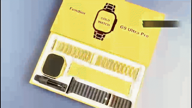 ساعة Fendior G9 Ultra Pro الذكية – تصميم فاخر باللون الذهبي مع 3 أحزمة قابلة للتبديل