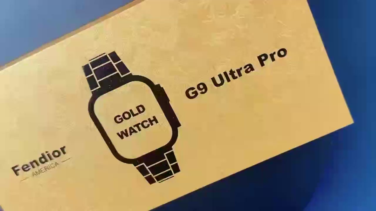 ساعة Fendior G9 Ultra Pro الذكية – تصميم فاخر باللون الذهبي مع 3 أحزمة قابلة للتبديل