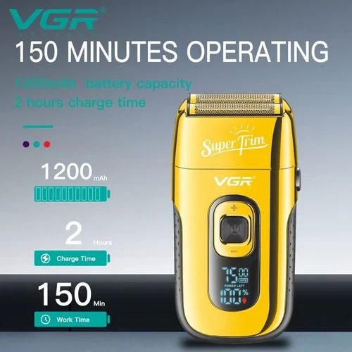 آلة حلاقة كهربائية VGR الاحترافية – 7500 دورة في الدقيقة مع شاشة رقمية وملحقات كاملة